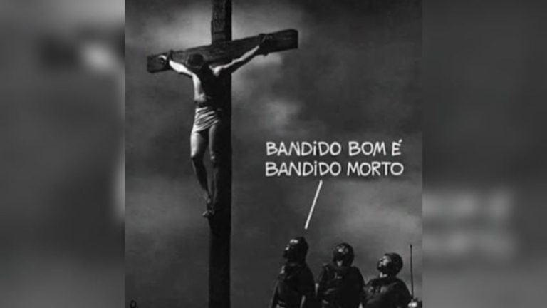 Imagem publicada pelo MTST em seu perfil no Xx (ex-Twitter) com crítica social sobre Jesus