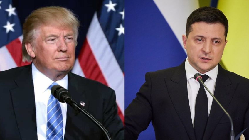 Ex-presidente dos EUA, Donald Trump, e presidente da Ucrânia, Volodymyr Zelensky