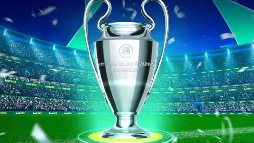 O contrato válido marca a 1ª vez em que uma marca de apostas esportivas patrocina a competição de clubes europeus; na imagem, a taça da Champions League com as placas de publicidade da Bet365