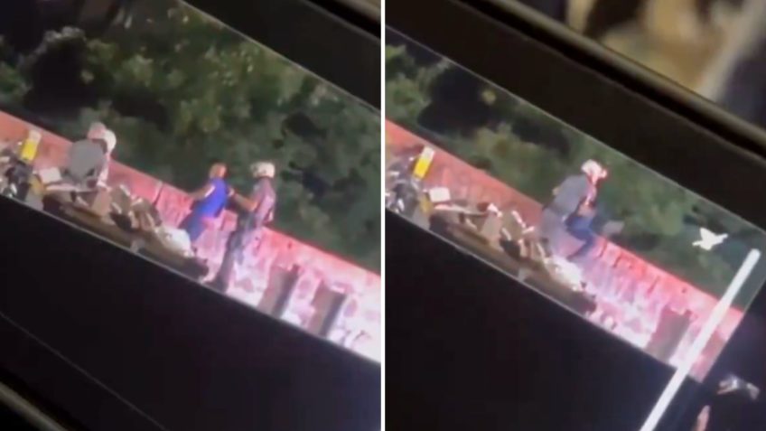 Um vídeo flagrou um policial militar arremessando um homem do alto de uma ponte na madrugada de 2ª feira (2.dez)