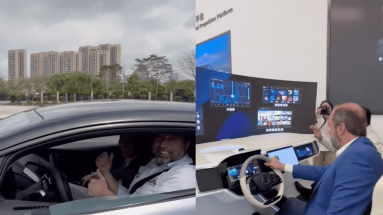 Montagem de Alexandre Silveira dentro de carro e em simulador