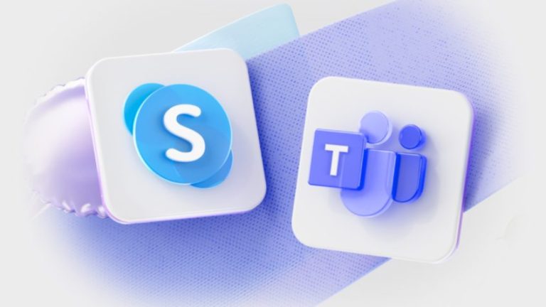 Na imagem acima, as logotipos do Skype e do Microsoft Teams