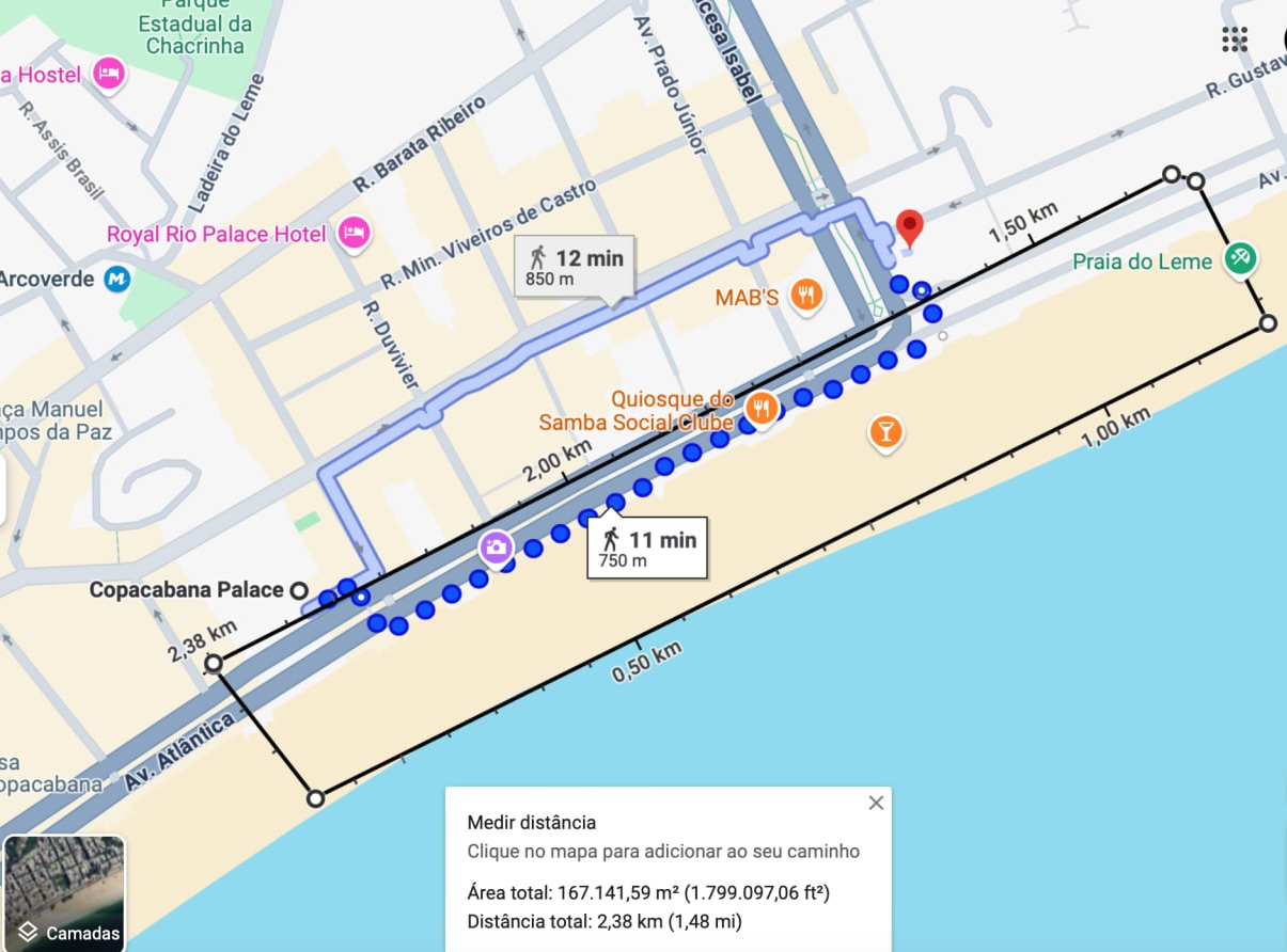 Приблизительная площадь района, занятая на шоу Lady Gaga в Копакабане