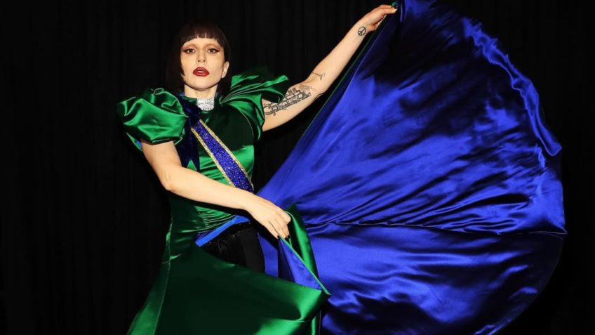 Na imagem acima, a cantora Lady Gaga durante o show em Copacabana, no Rio