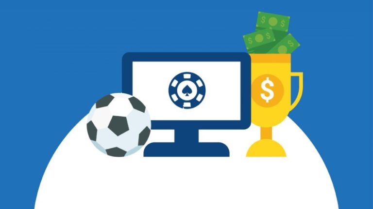 Arte gráfica com símbolos relacionados a esportes e bets (casas de apostas)
