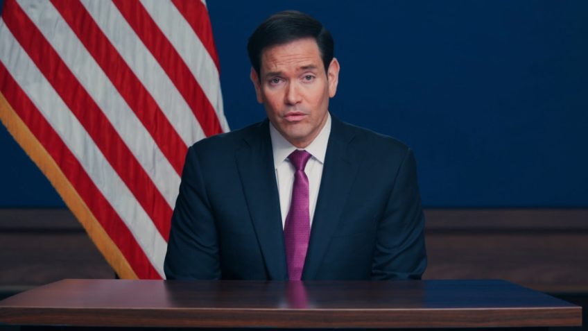 O secretário de Estado dos EUA, Marco Rubio, aparece em um vídeo divulgado pela Casa Branca na 4ª feira (4.mar.2026). Rubio dá instruções para norte-americanos que queiram deixar o Oriente Médio