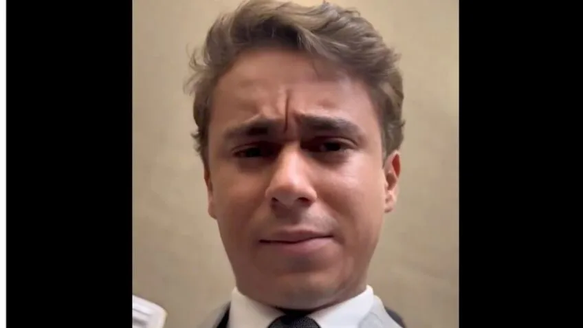 Na imagem, Nikolas Ferreira (PL-MG) em vídeo falando sobre o fim da taxa das blusinhas