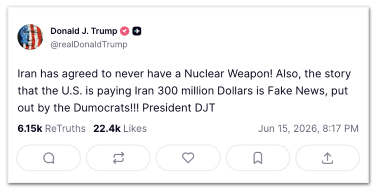 Трамп заявил, что Иран согласился никогда не иметь ядерного оружия