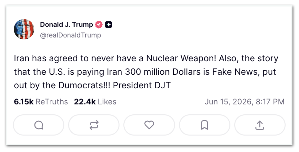 Трамп заявил, что Иран согласился никогда не иметь ядерного оружия