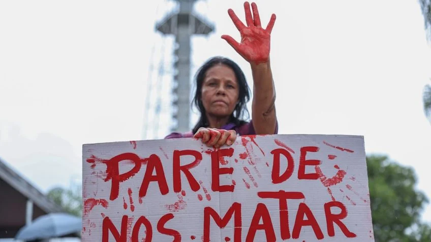 Na imagem, protesto contra o feminicídio