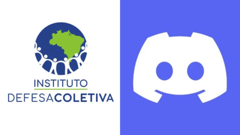 Na imagem, logomarcas do Instituto Defesa Coletiva (à esq.) e Discord